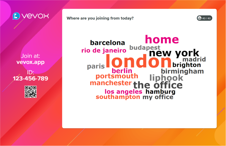 Vevox word cloud ice breaker